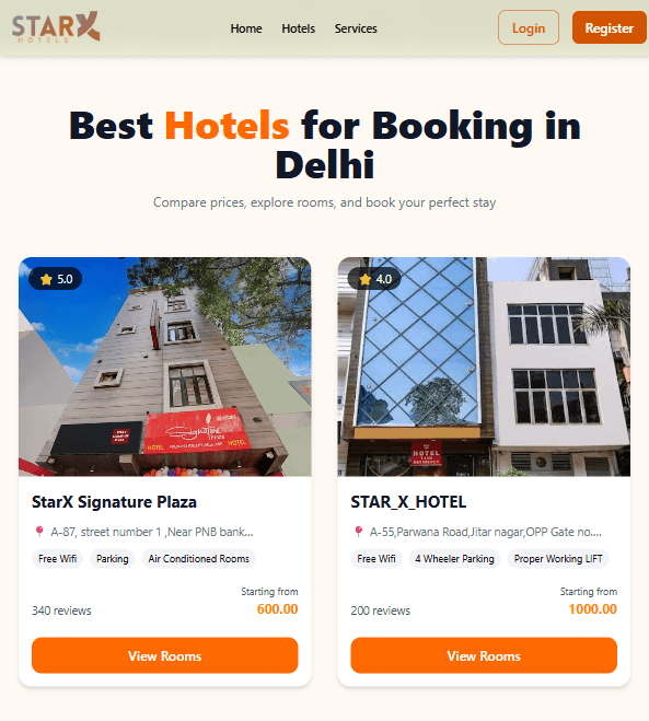 Star X Hotel Website
